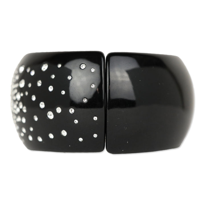 Chanel Black Resin & Strass CC Cuff Bracelet