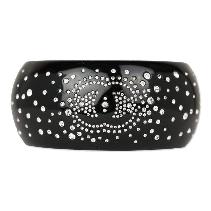 Chanel Black Resin & Strass CC Cuff Bracelet