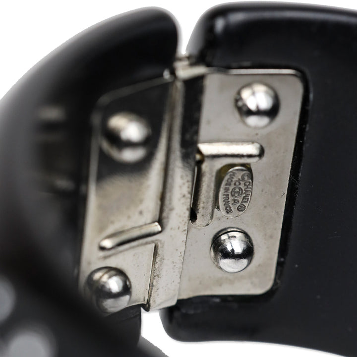 Chanel Black Resin & Strass CC Cuff Bracelet