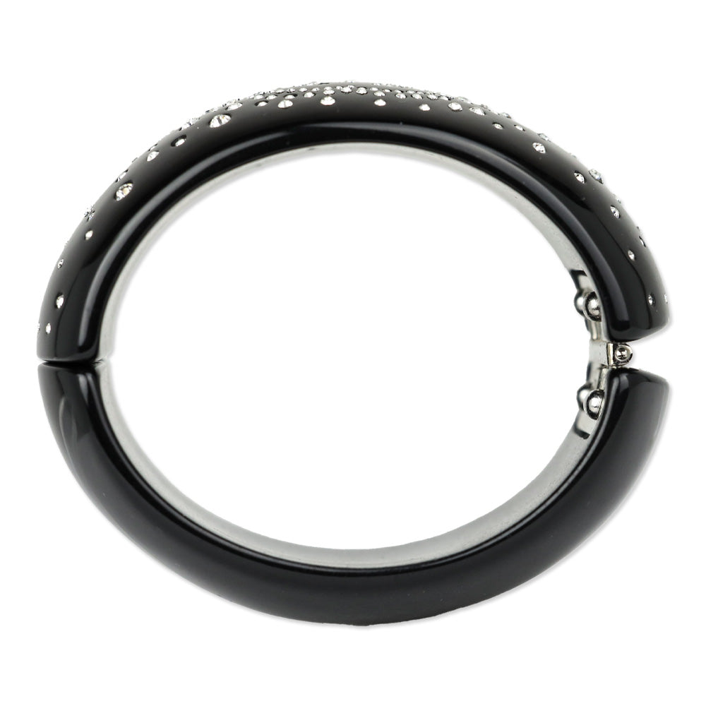 Chanel Black Resin & Strass CC Cuff Bracelet