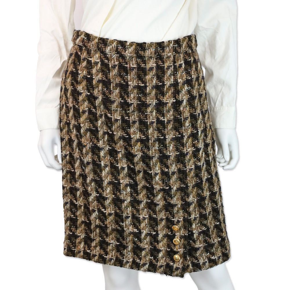 Chanel Brown Tweed Midi Skirt