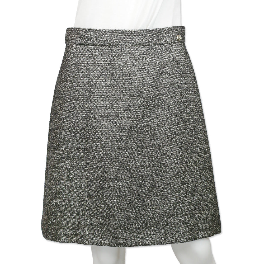 Chanel Metallic Gold Tweed Midi Skirt