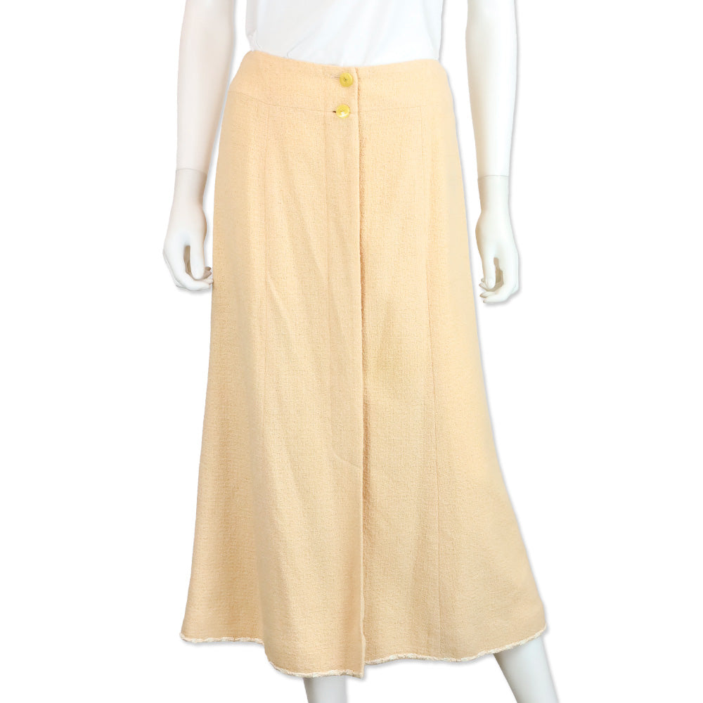 Chanel Spring 1999 Peach Midi Wool-Blend Skirt