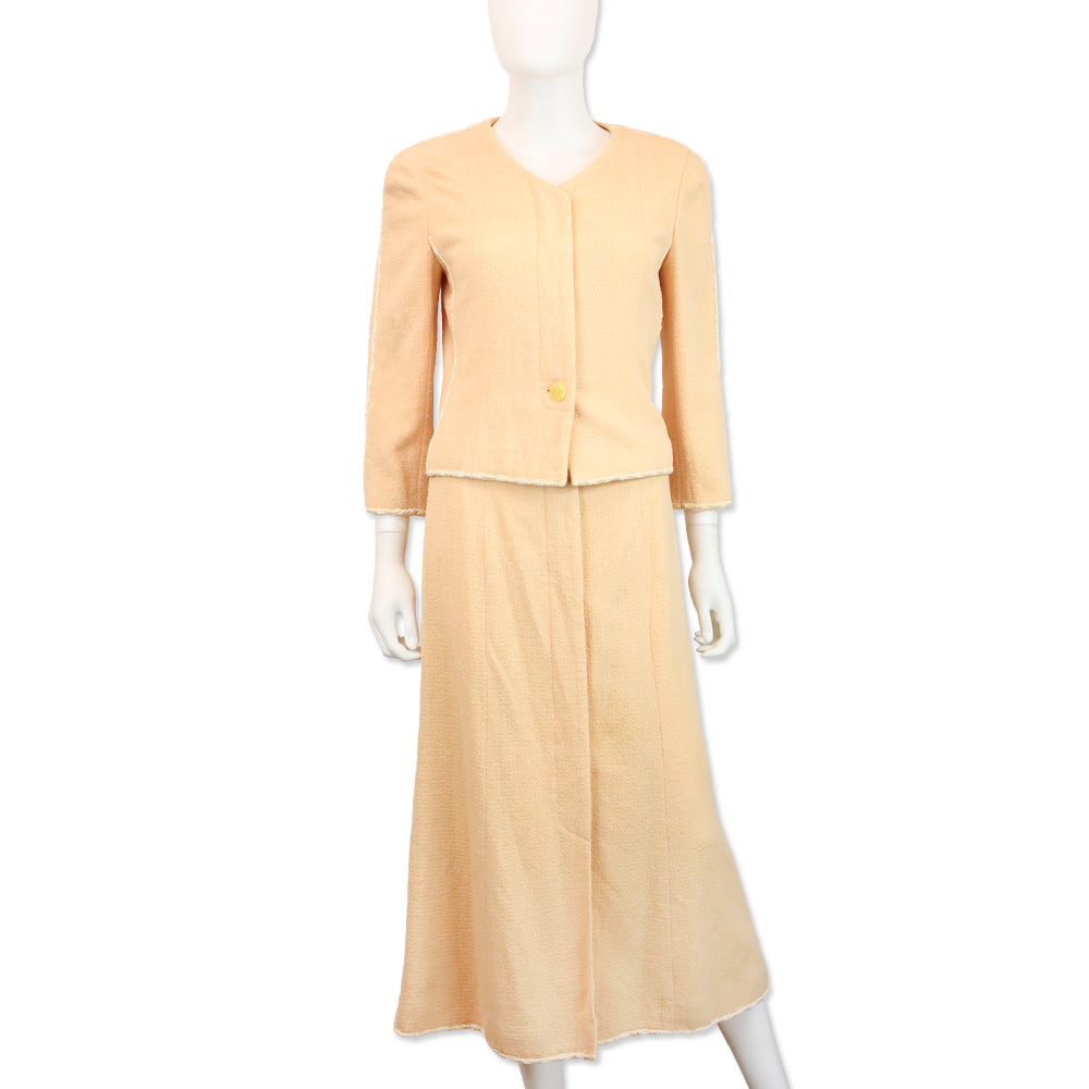 Chanel Spring 1999 Peach Wool-Blend Suit Jacket
