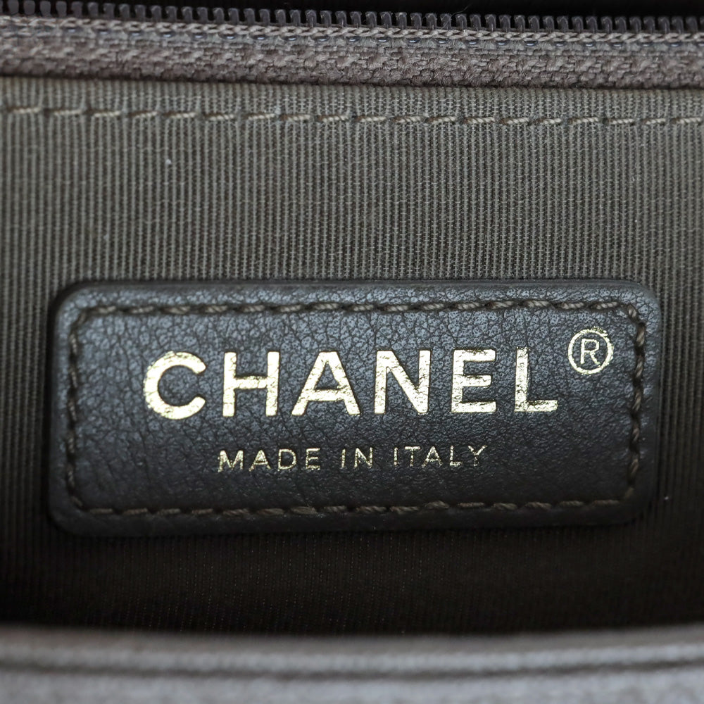 Chanel Taupe Caviar Leather Antique Gold Hardware New Medium Boy Bag