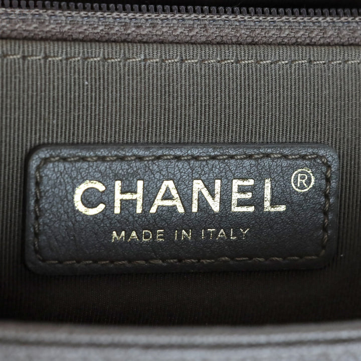 Chanel Taupe Caviar Leather Antique Gold Hardware New Medium Boy Bag