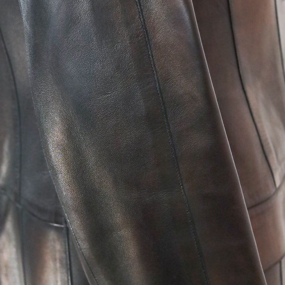 Chanel Vintage 1999 Metallic Bronze Leather Collarless Trench Coat