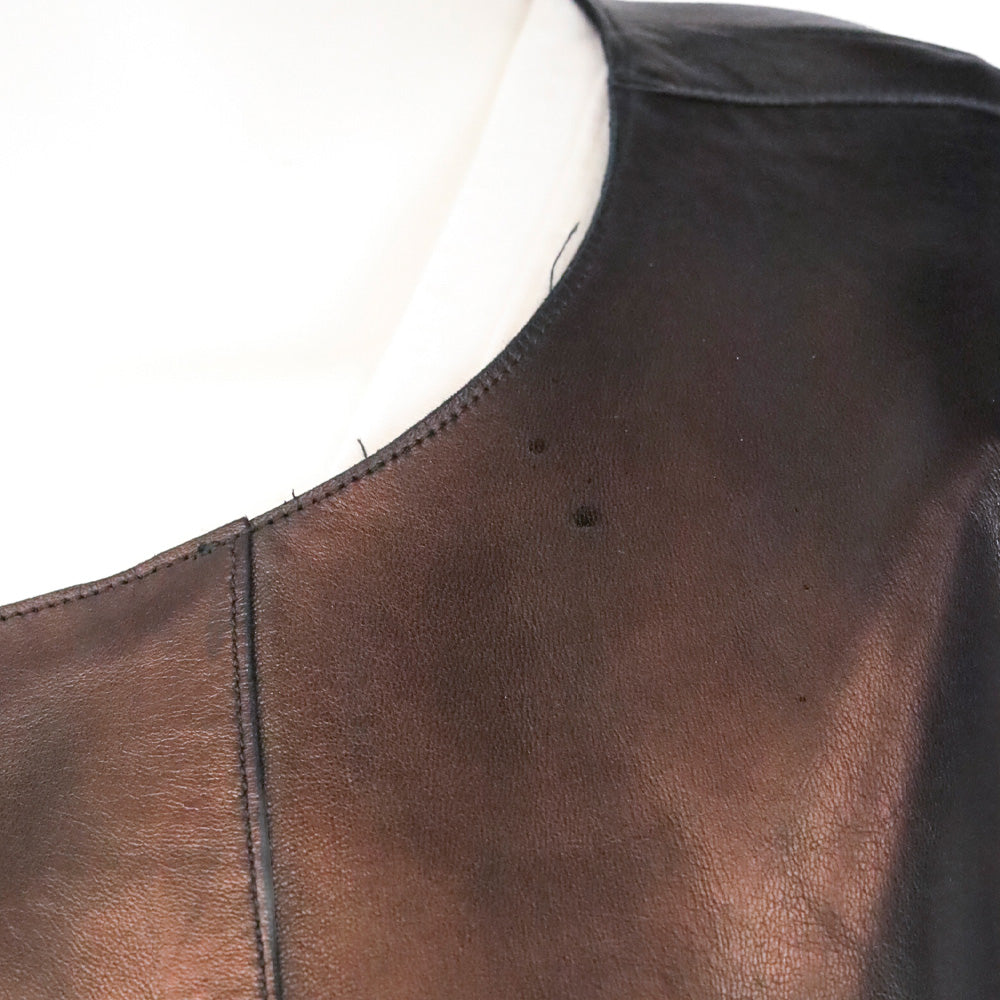 Chanel Vintage 1999 Metallic Bronze Leather Collarless Trench Coat