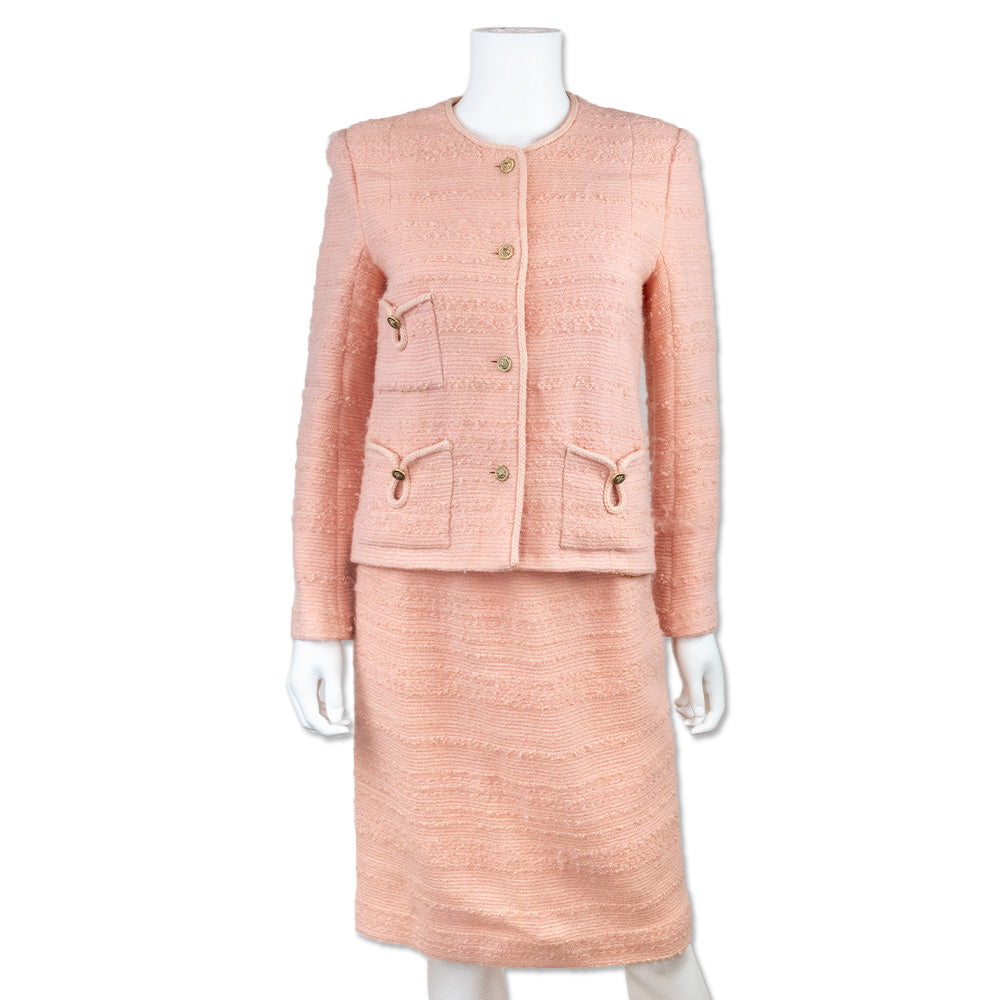 Chanel Vintage 1970 s Two Piece Pink Tweed Skirt Suit DBLTKE Luxury Consignment Boutique