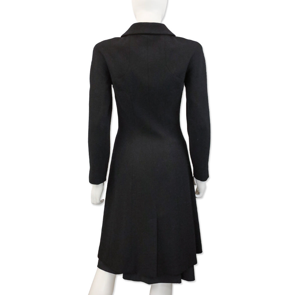 Chanel F/W 02 Black Wool Pearl Buttons Coat