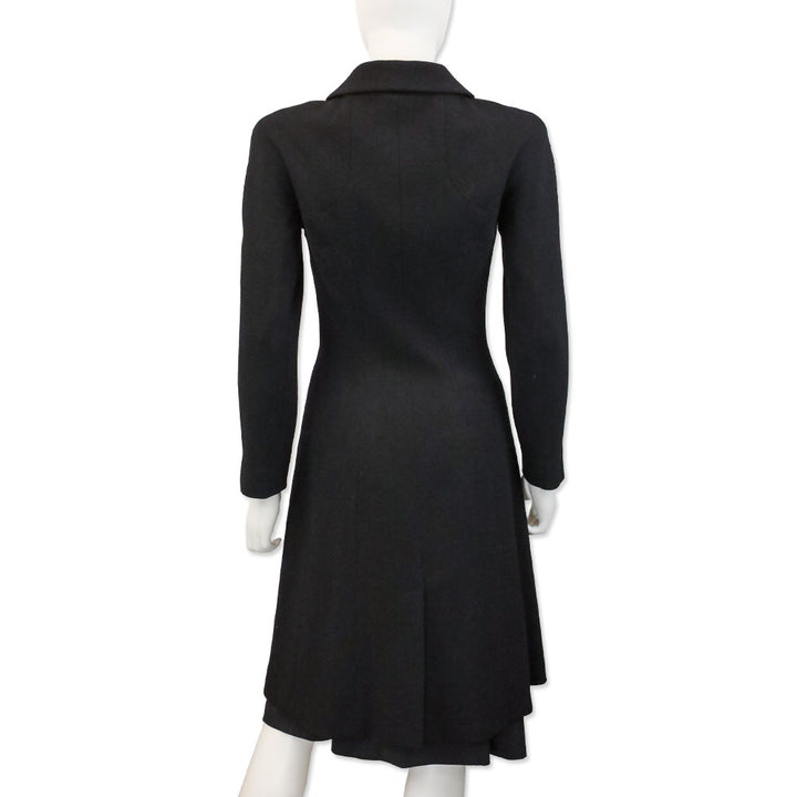 Chanel F/W 02 Black Wool Pearl Buttons Coat