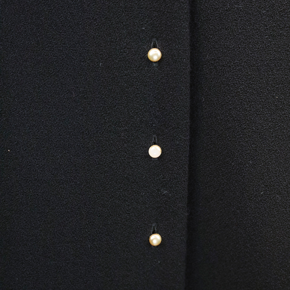 Chanel F/W 02 Black Wool Pearl Buttons Coat