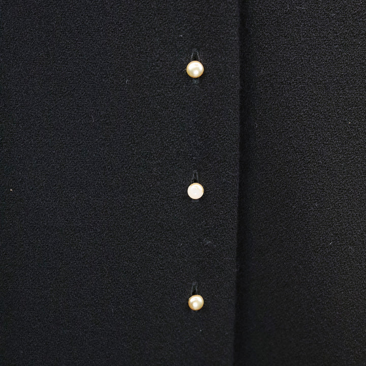 Chanel F/W 02 Black Wool Pearl Buttons Coat