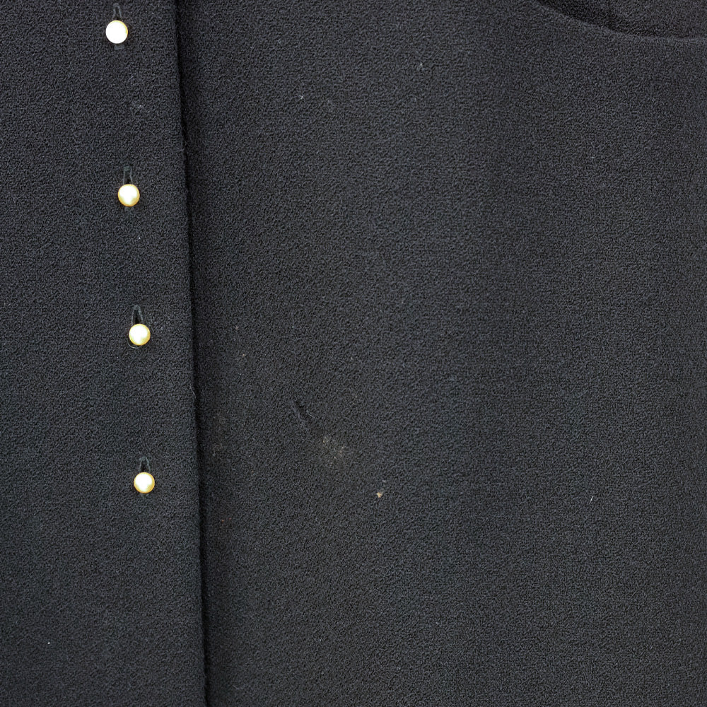 Chanel F/W 02 Black Wool Pearl Buttons Coat