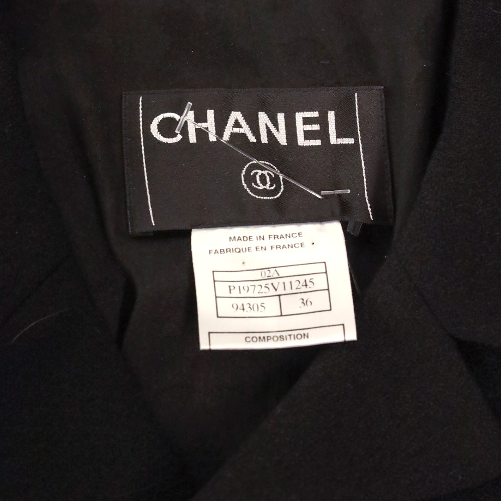 Chanel F/W 02 Black Wool Pearl Buttons Coat