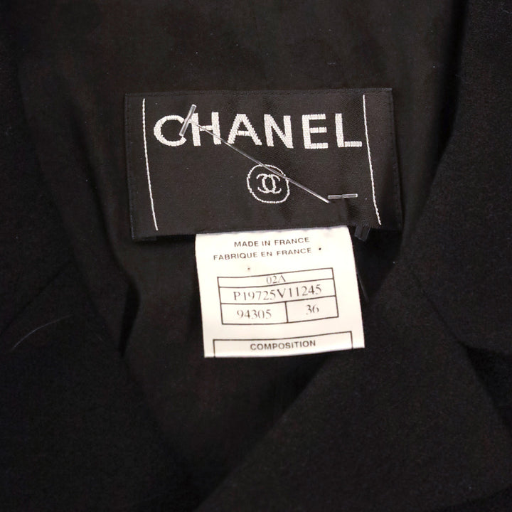 Chanel F/W 02 Black Wool Pearl Buttons Coat