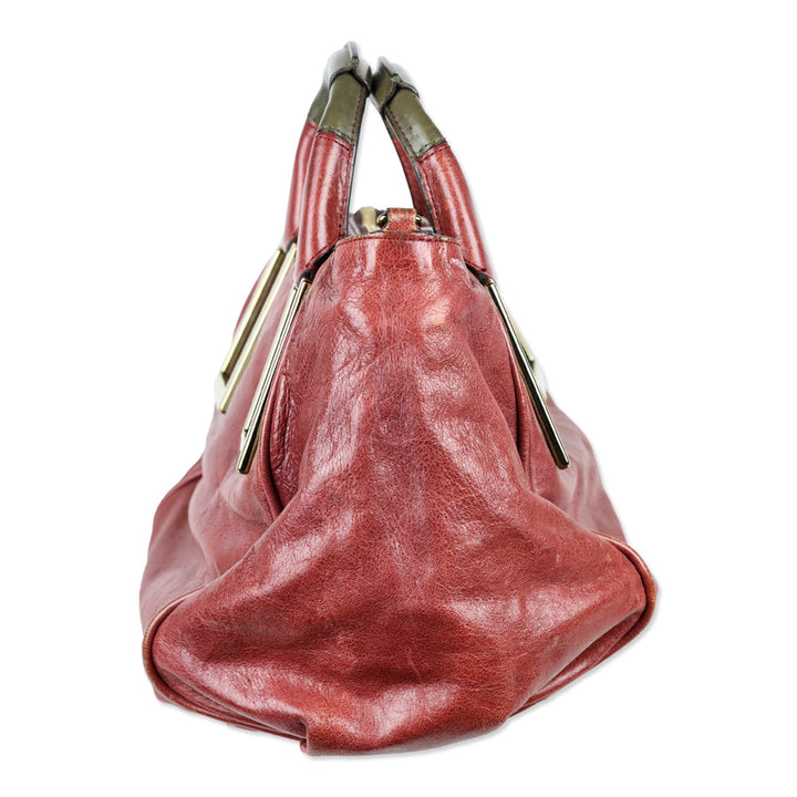 Chloé Black Current/Olive Leather Medium Ethel Satchel Bag