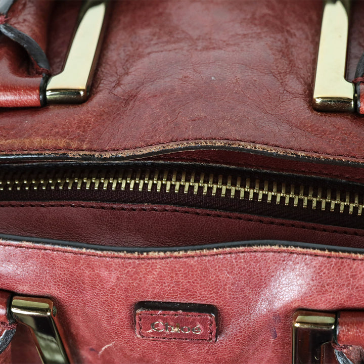 Chloé Black Current/Olive Leather Medium Ethel Satchel Bag