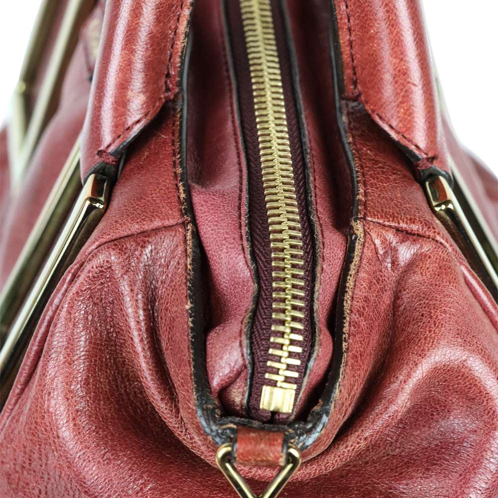 Chloé Black Current/Olive Leather Medium Ethel Satchel Bag