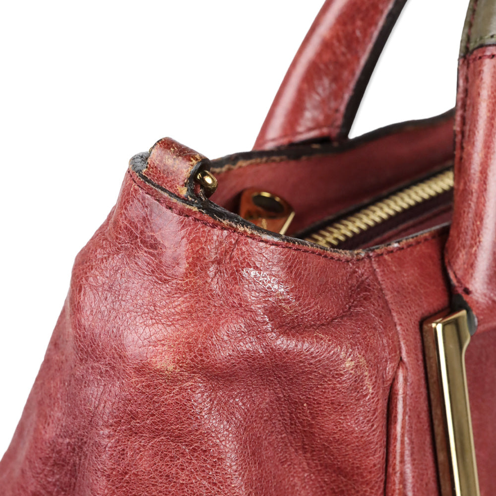 Chloé Black Current/Olive Leather Medium Ethel Satchel Bag