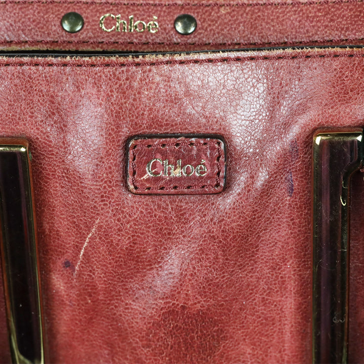 Chloé Black Current/Olive Leather Medium Ethel Satchel Bag