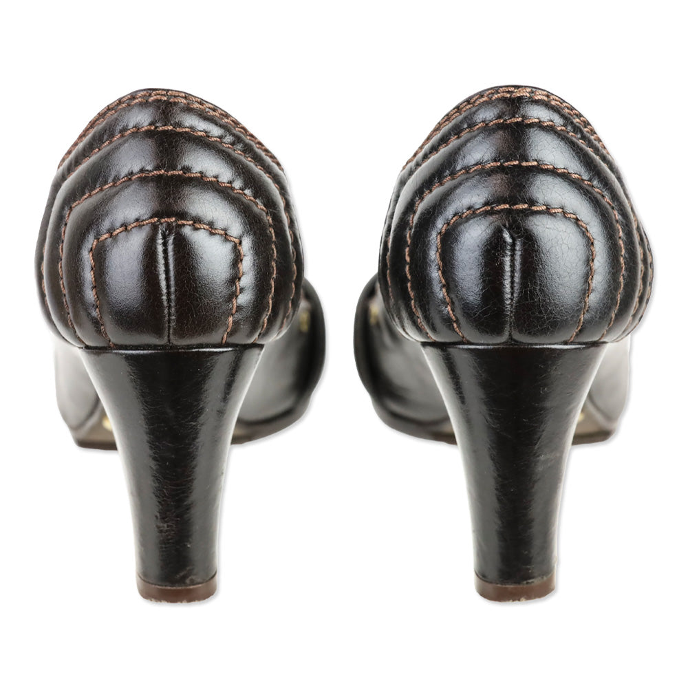 Chloé Brown Leather Strap Accent Pumps