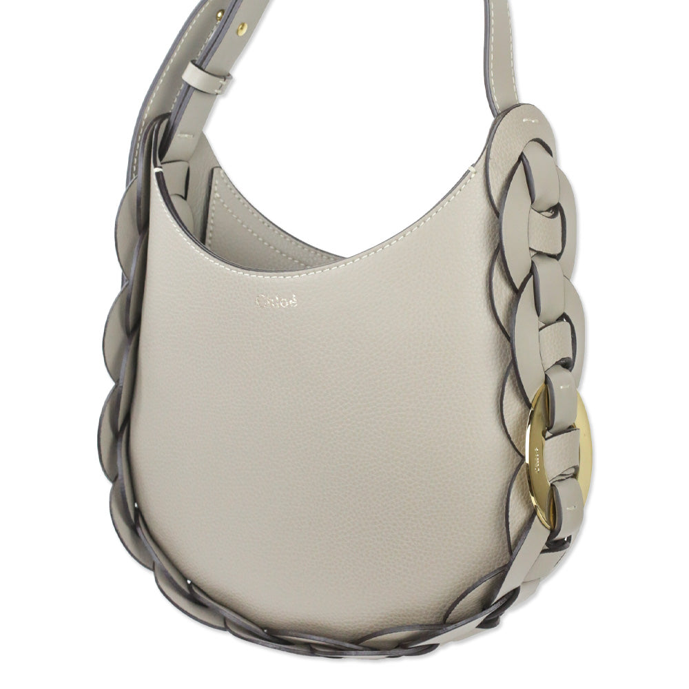 Chloé Darryl Motty Grey Grained Leather Small Hobo Bag
