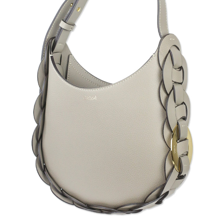 Chloé Darryl Motty Grey Grained Leather Small Hobo Bag