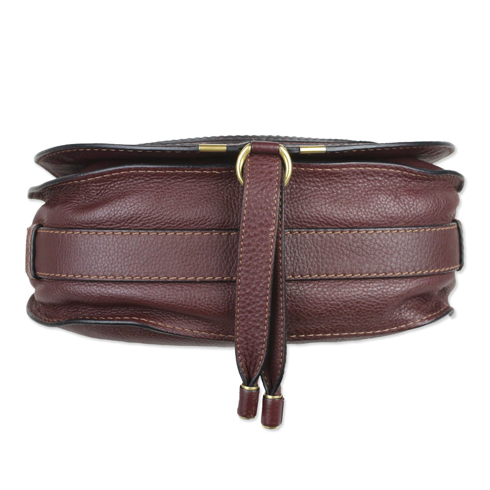Chloé Marcie Burgundy Grained Leather Saddle Bag