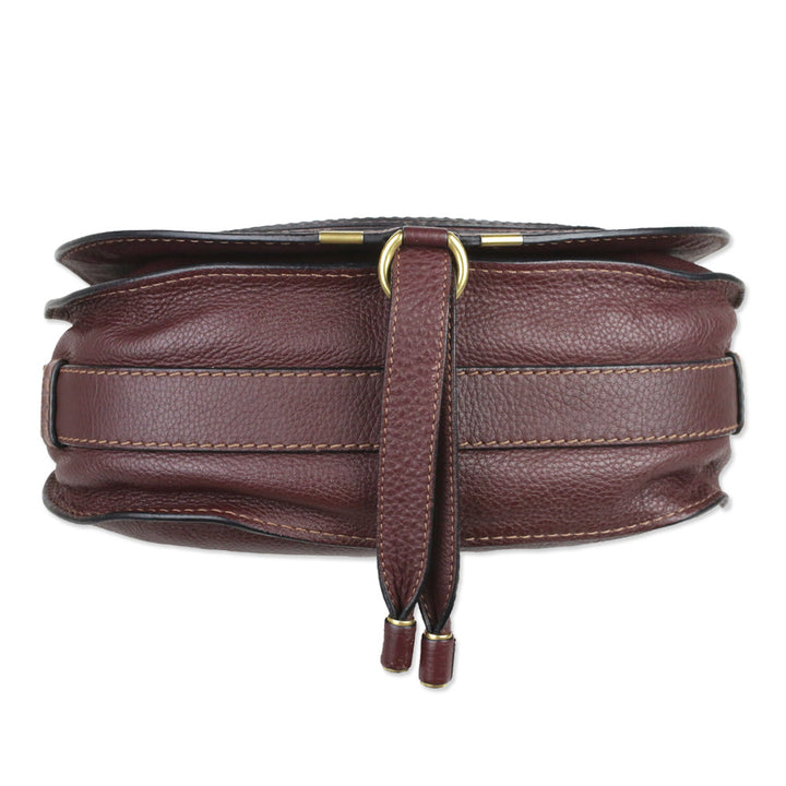 Chloé Marcie Burgundy Grained Leather Saddle Bag
