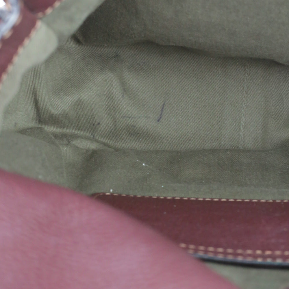 Chloé Marcie Burgundy Grained Leather Saddle Bag