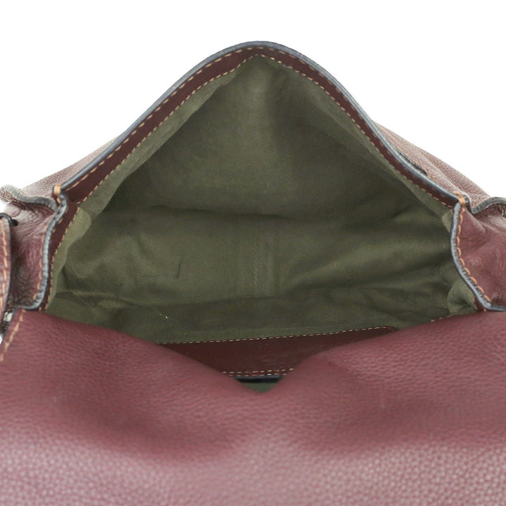 Chloé Marcie Burgundy Grained Leather Saddle Bag