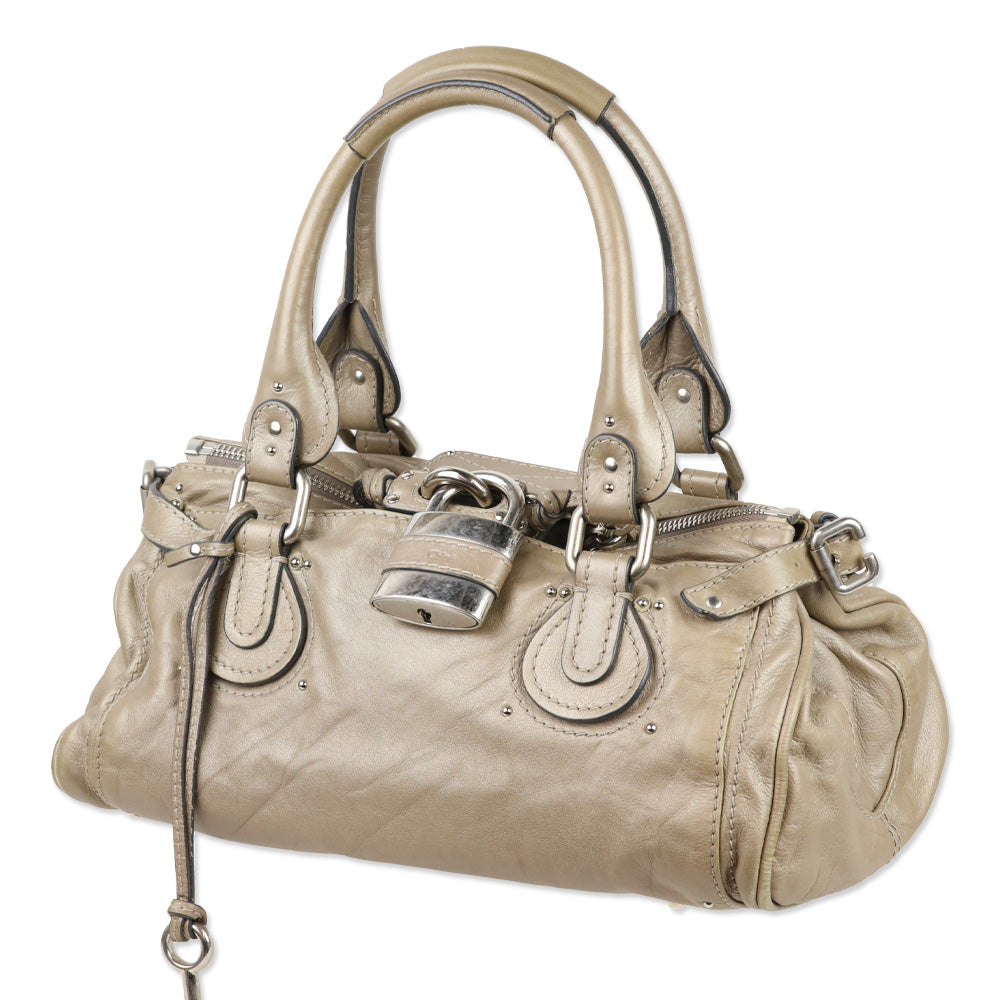 Chloé Metallic Beige Leather Paddington Bag