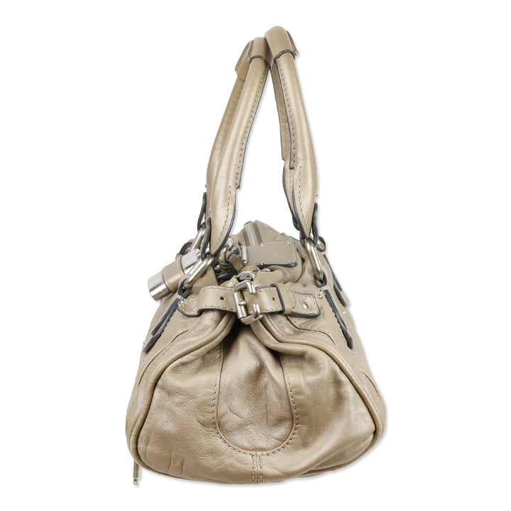 Chloé Metallic Beige Leather Paddington Bag