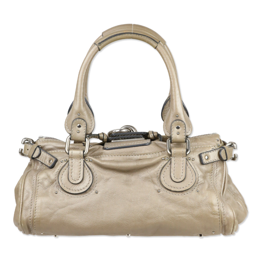 Chloé Metallic Beige Leather Paddington Bag
