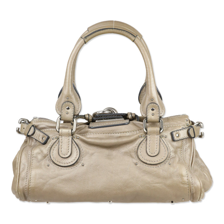 Chloé Metallic Beige Leather Paddington Bag