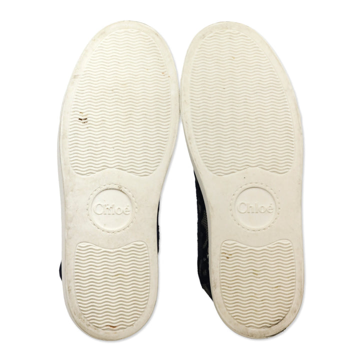 Chloé Navy Lauren Logo Lace Low-top Sneakers