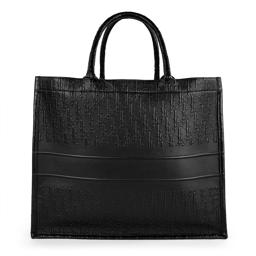 Christian Dior Black Leather Oblique Embossed Large Book Tote