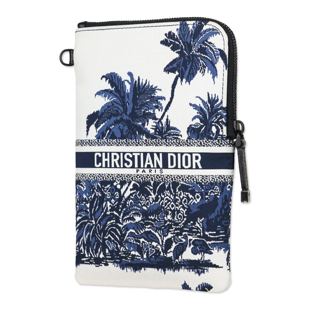Christian Dior Blue Toile de Jouy Technical Fabric DiorTravel Multifunctional Zipped Pouch
