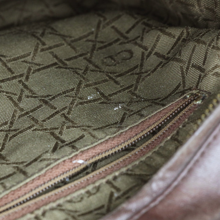 Christian Dior Brown Cannage Quilted Lambskin Leather Large Lady Dior Bag