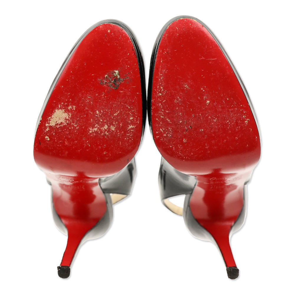 Christian Louboutin Black Patent Leather Slingback Platform Pumps