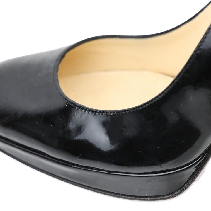 Christian Louboutin Black Patent Leather Slingback Platform Pumps