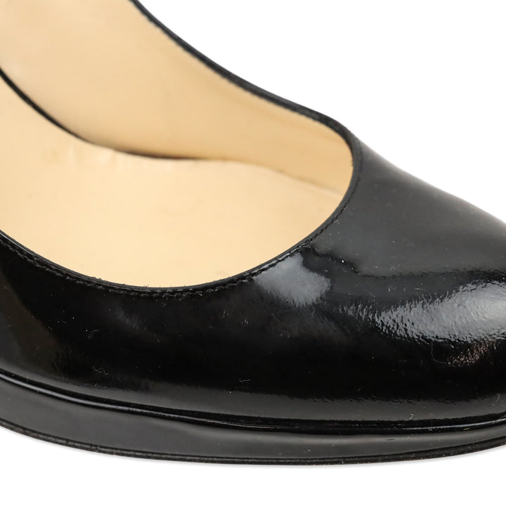 Christian Louboutin Black Patent Leather Slingback Platform Pumps