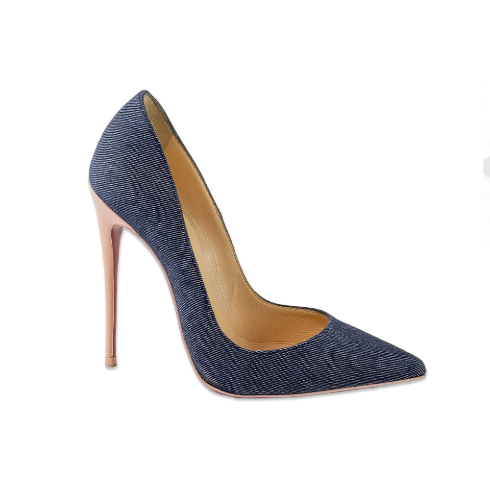 Christian Louboutin Denim So Kate with Nude Heel | DBLTKE Luxury  Consignment Boutique