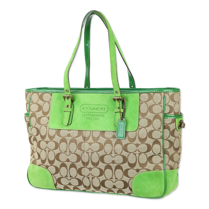 Coach 1442 Y2K Green Signature Series Shoulder Tote Bag