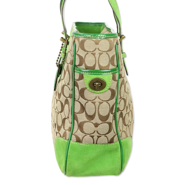 Coach 1442 Y2K Green Signature Series Shoulder Tote Bag