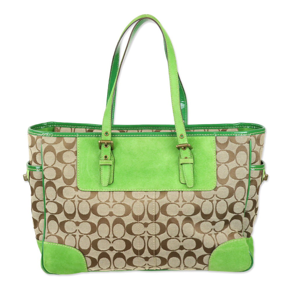 Coach 1442 Y2K Green Signature Series Shoulder Tote Bag