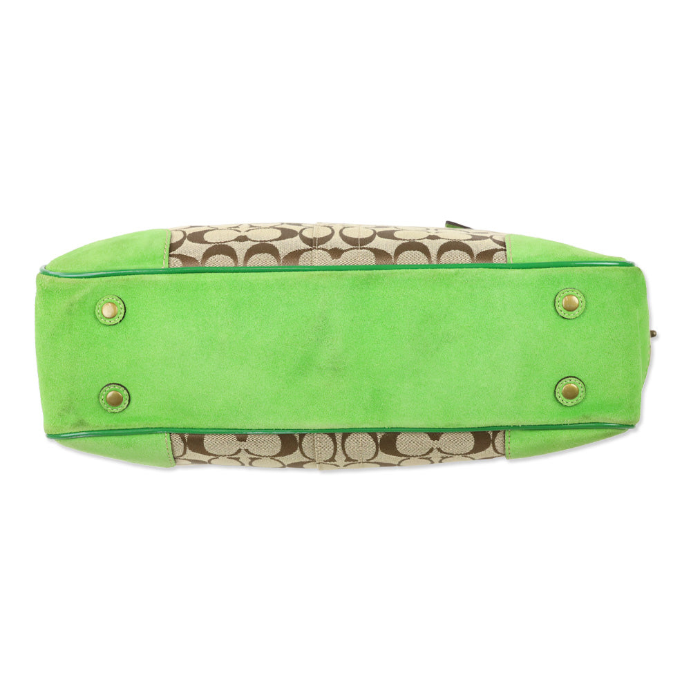 Coach 1442 Y2K Green Signature Series Shoulder Tote Bag