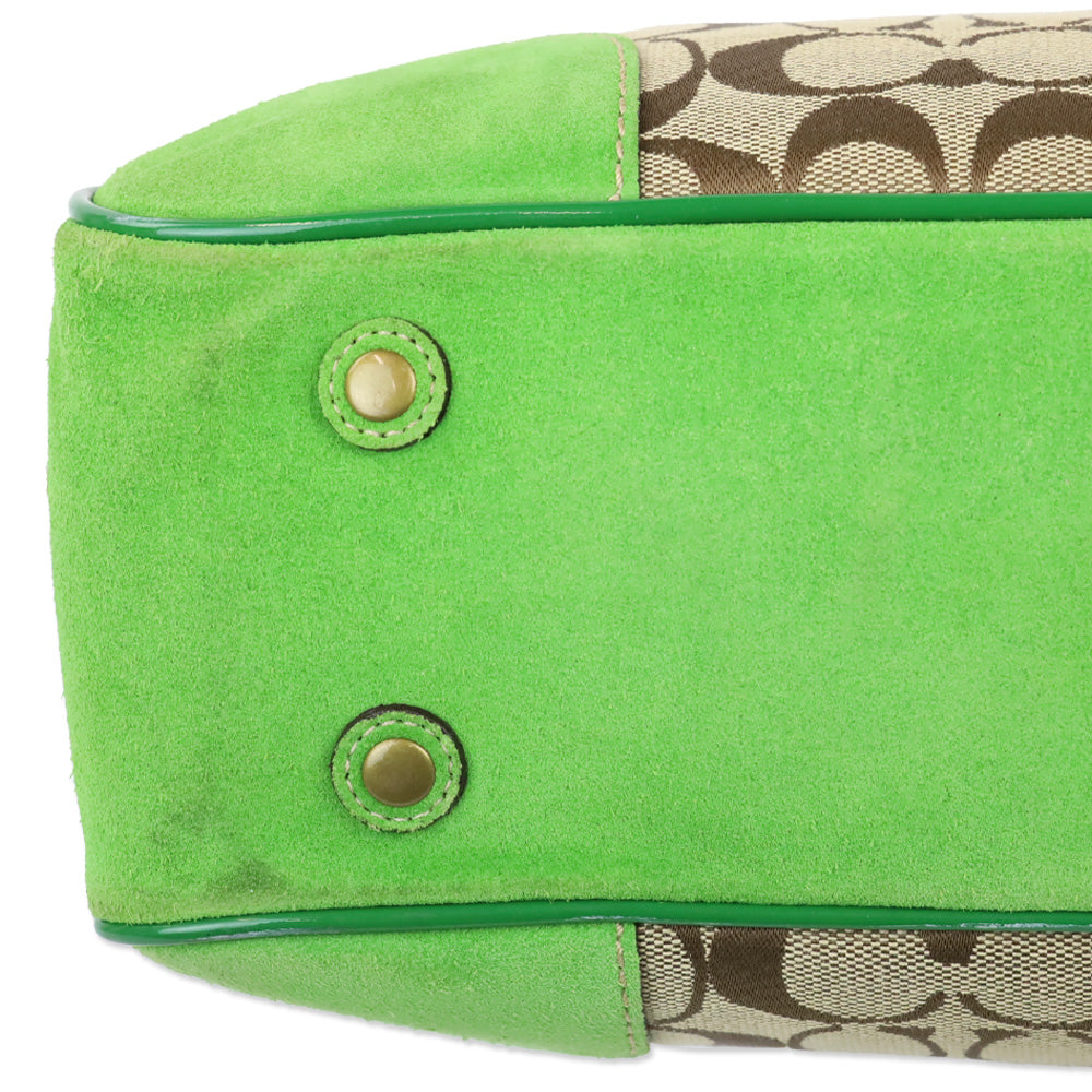 Coach 1442 Y2K Green Signature Series Shoulder Tote Bag