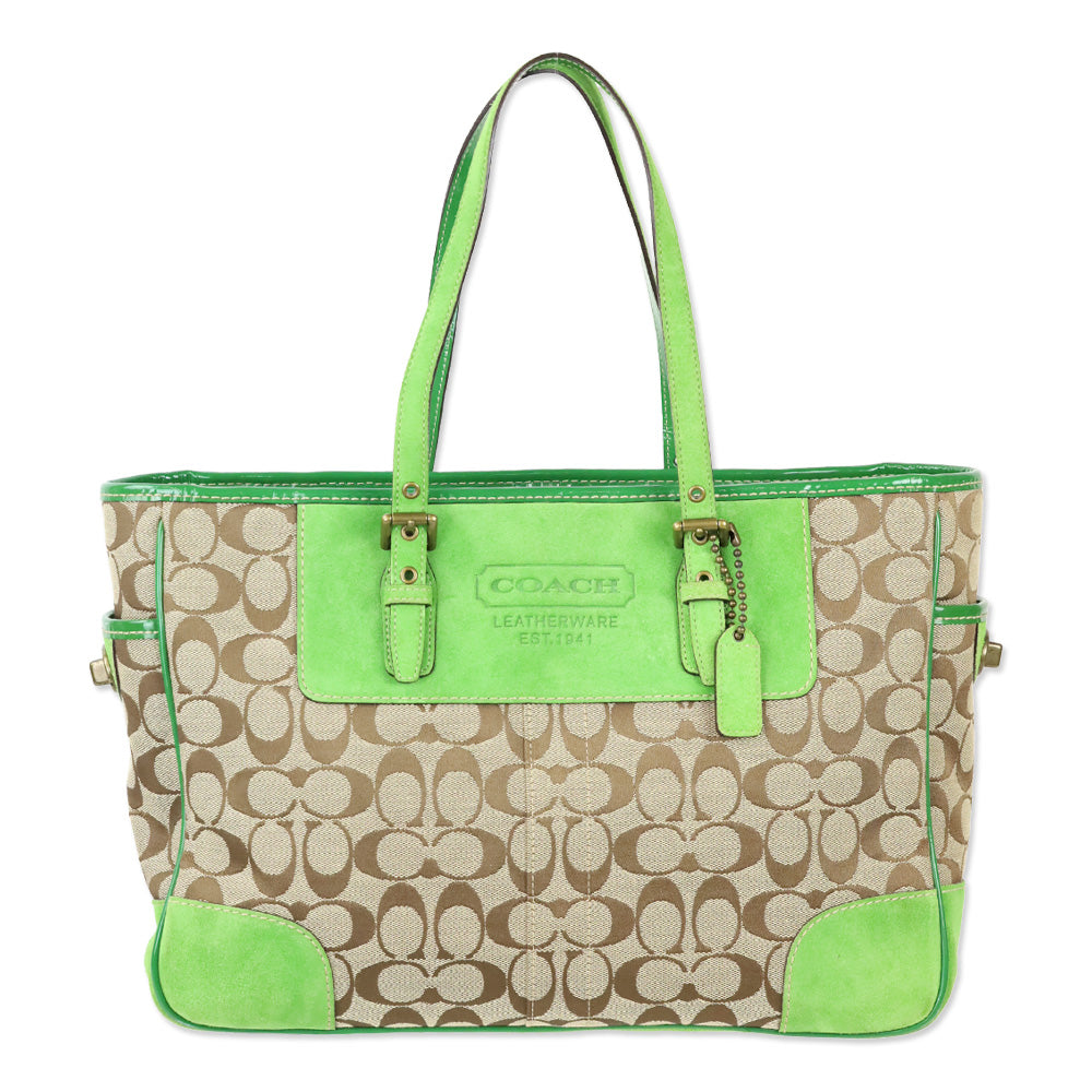 Coach 1442 Y2K Green Signature Series Shoulder Tote Bag | DBLTKE